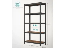 Songmics Lagerregal 40 cm x 90 cm x 180 cm Braun-Schwarz* Büroregale