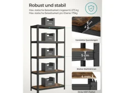 Songmics Lagerregal 40 cm x 90 cm x 180 cm Braun-Schwarz* Büroregale