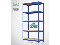 Songmics Lagerregal 50 cm x 100 cm x 200 cm Blau