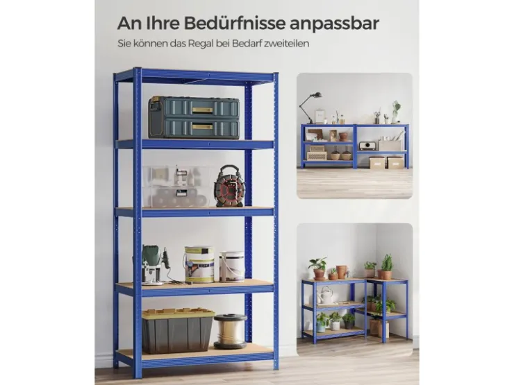Songmics Lagerregal 50 cm x 100 cm x 200 cm Blau