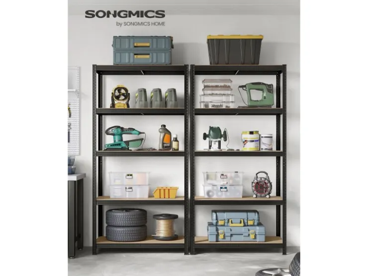Songmics Lagerregal 50 cm x 100 cm x 200 cm Schwarz