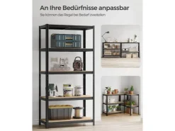 Songmics Lagerregal 50 cm x 100 cm x 200 cm Schwarz