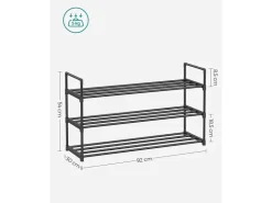 Songmics Metallregal 3 Ebenen 30 cm x 92 cm x 54 cm Schwarz* Regale Massivholz