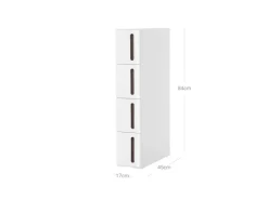 Songmics Nischenregal mit Rollen 45 cm x 17 cm x 84 cm Weiß-Braun