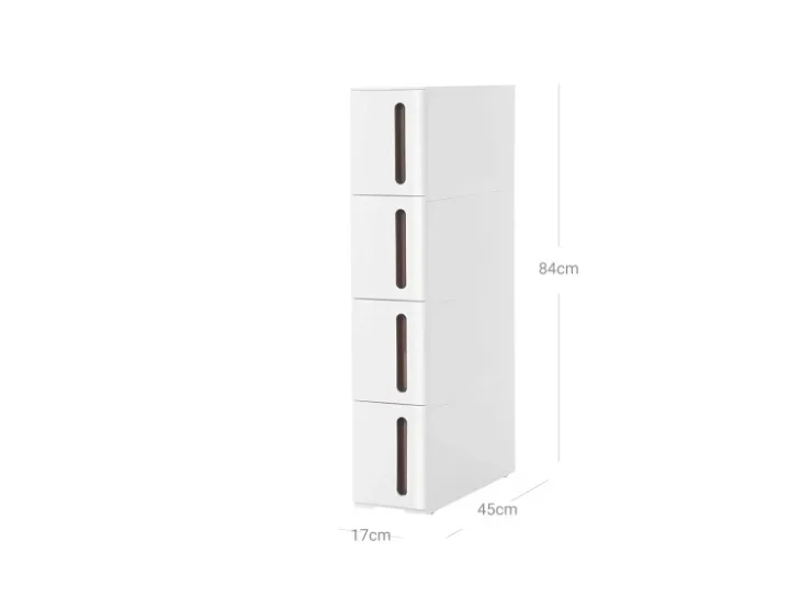 Songmics Nischenregal mit Rollen 45 cm x 17 cm x 84 cm Weiß-Braun