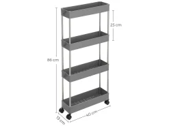 Songmics Rollwagen 4 Ebenen 12,5 cm x 40 cm x 88 cm Grau