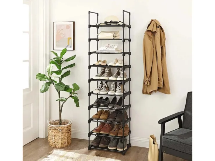 Songmics Schuhregal 10 Ebenen 30 cm x 45 cm x 174 cm Schwarz