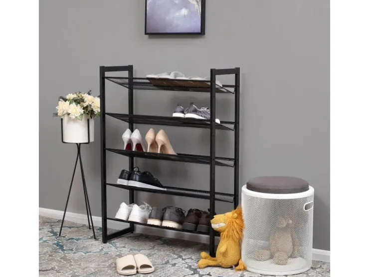 Songmics Schuhregal 5 Ebenen 74 cm x 104 x 30,7 cm Schwarz