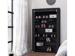 Songmics Schuhregal 10 Ebenen für 54 Paar Schuhe 28 cm x 100 cm x 162 cm Schwarz* Regale Massivholz