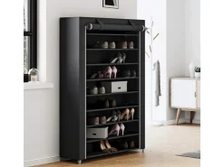 Songmics Schuhregal 10 Ebenen für 54 Paar Schuhe 28 cm x 100 cm x 162 cm Schwarz* Regale Massivholz