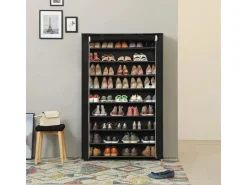 Songmics Schuhregal 10 Ebenen für 54 Paar Schuhe 28 cm x 100 cm x 162 cm Schwarz* Regale Massivholz