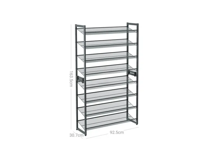 Songmics Schuhregal 8 Ebenen 30,7 cm x 92,5 cm x 163,5 cm Grau* Regale Massivholz