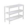 Songmics Schuhregal 3 Ebenen Bambus 26 cm x 70 cm x 55 cm Weiß