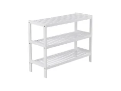 Songmics Schuhregal 3 Ebenen Bambus 26 cm x 70 cm x 55 cm Weiß