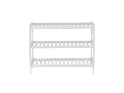 Songmics Schuhregal 3 Ebenen Bambus 26 cm x 70 cm x 55 cm Weiß
