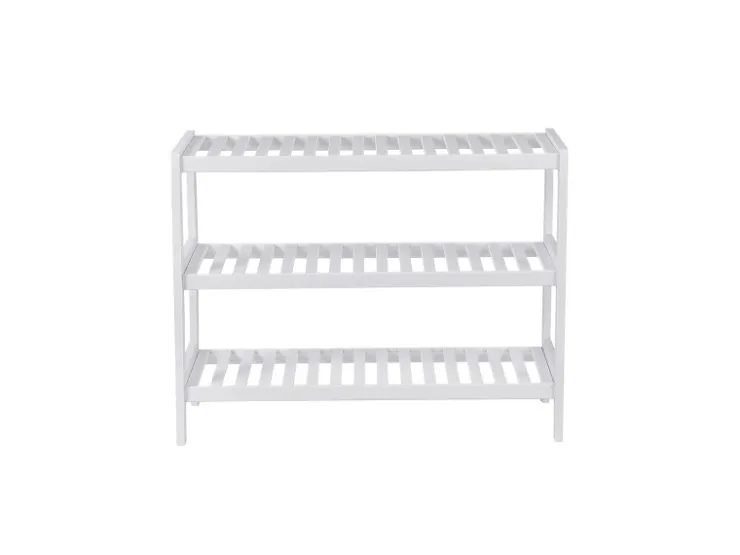 Songmics Schuhregal 3 Ebenen Bambus 26 cm x 70 cm x 55 cm Weiß