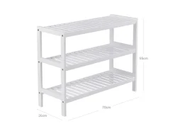 Songmics Schuhregal 3 Ebenen Bambus 26 cm x 70 cm x 55 cm Weiß
