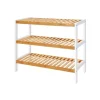 Songmics Schuhregal Bambus 26 cm x 70 cm x 55 cm Weiß-Naturfarben* Regale Massivholz|Regal Weiß
