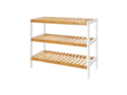 Songmics Schuhregal Bambus 26 cm x 70 cm x 55 cm Weiß-Naturfarben* Regale Massivholz|Regal Weiß