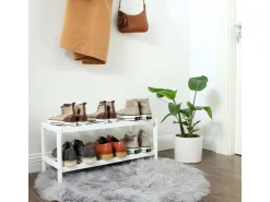 Songmics Schuhregal Bambus 26 cm x 70 cm x 33 cm Weiß