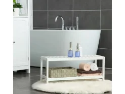 Songmics Schuhregal Bambus 26 cm x 70 cm x 33 cm Weiß