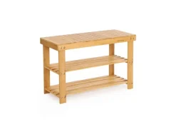 Songmics Schuhregal mit Sitzbank 70 cm x 28 cm x 45 cm Naturfarben* Regale Massivholz