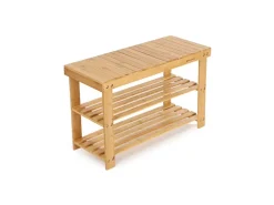 Songmics Schuhregal mit Sitzbank 70 cm x 28 cm x 45 cm Naturfarben* Regale Massivholz