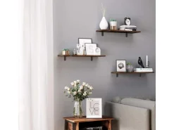 Songmics Schweberegal 60 cm x 20 cm x 7 cm Braun-Schwarz
