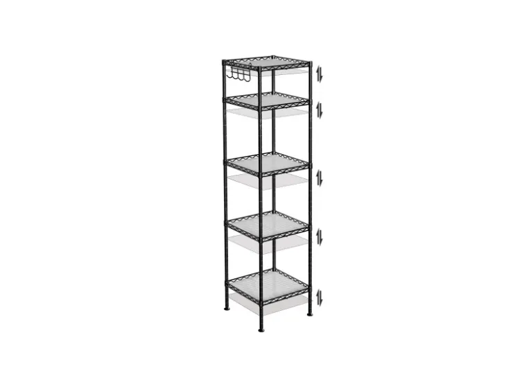 Songmics Standregal 30 cm x 30 cm x 123,5 cm Schwarz-Transparent