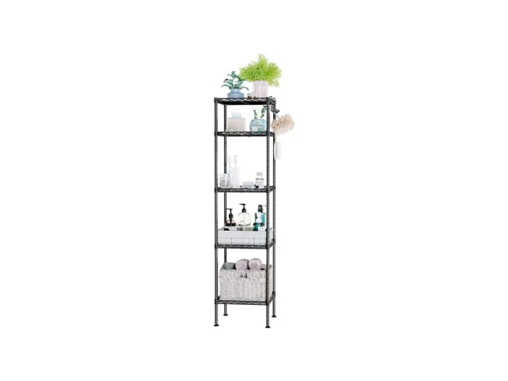 Songmics Standregal 30 cm x 30 cm x 123,5 cm Schwarz-Transparent