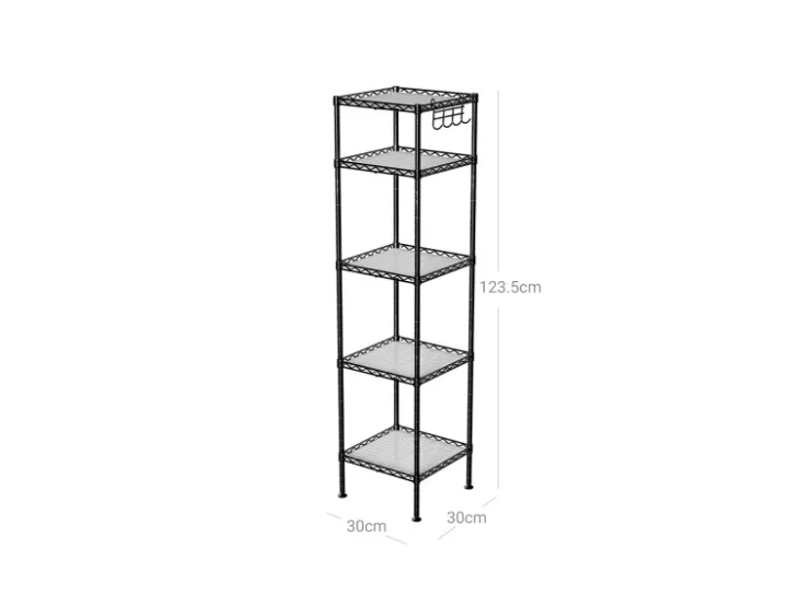 Songmics Standregal 30 cm x 30 cm x 123,5 cm Schwarz-Transparent