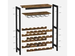 Songmics Weinregal für 24 Flaschen 29 cm x 66 cm x 104 cm Braun-Schwarz* Flaschenregale