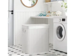 Songmics Wäschekorb 3 Sortierfächern 40 cm x 60 cm x 61,5 cm Weiß 150 l* Bettwäsche