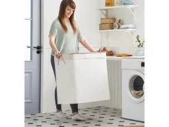 Songmics Wäschekorb 3 Sortierfächern 40 cm x 60 cm x 61,5 cm Weiß 150 l* Bettwäsche