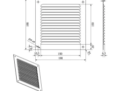 SOTECH Aluminium-Lüftungsgitter 190 x 190 mm optik Aufschraubbar mit Insektenschutz