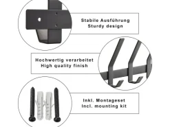 SOTECH Blackline ALBA Hakenleiste Groß 450 mm mit 5 Haken Schwarz Pulverbeschichtet