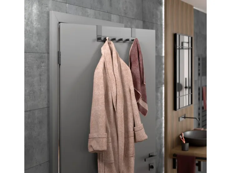 SOTECH Türgarderobe LINEA I Edelstahl mit 6 Haken für Türen mit Falz max. 16 mm