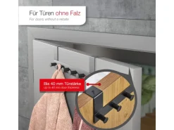 SOTECH Türgarderobe LINEA II Edelstahl mit 6 Haken für 40 mm Türen Ohne Falz