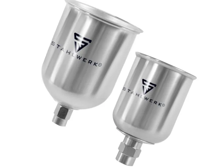 STAHLWERK Alu Lackierbecher Set / Fließbecher 125 ml und 600 ml Farbbecher