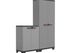 Keter Stilo 2er-Set Kunststoffschrank hoch und niedrig Grau-Schwarz