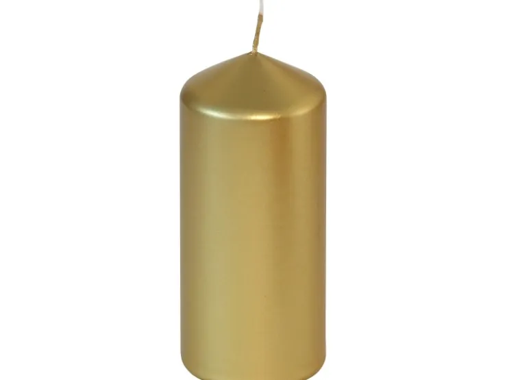 Steinhart Stumpenkerze getaucht Gold 13 cm* Kerzen