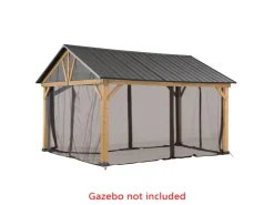 Sunjoy Zedernholz Gazebo Netz 335 cm x 399 cm Khaki