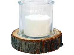 Sunny Garden Windlicht aus Glas mit Holzsockel Ø 18 cm x 16 cm* Windlichter
