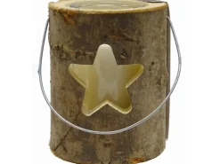 Sunny Garden Windlicht Holzstamm mit Glas 3-fach sortiert 18 cm x 16 cm