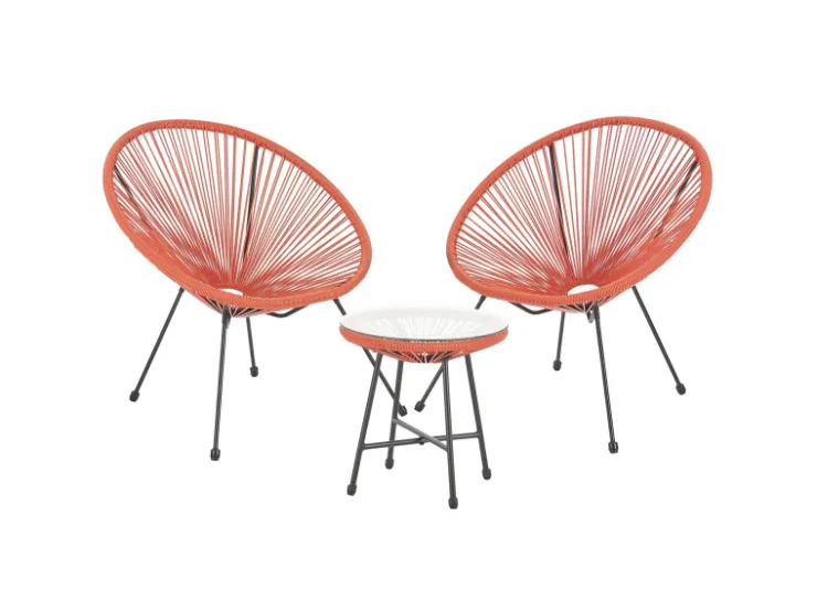 SVITA Bali Balkon Möbel Set Lounge Garnitur Relax Egg-Chair Flecht-Design Terracotta* Sessel