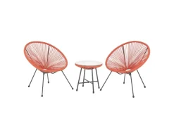 SVITA Bali Balkon Möbel Set Lounge Garnitur Relax Egg-Chair Flecht-Design Terracotta* Sessel