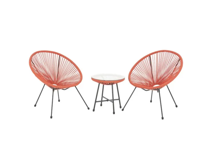 SVITA Bali Balkon Möbel Set Lounge Garnitur Relax Egg-Chair Flecht-Design Terracotta* Sessel