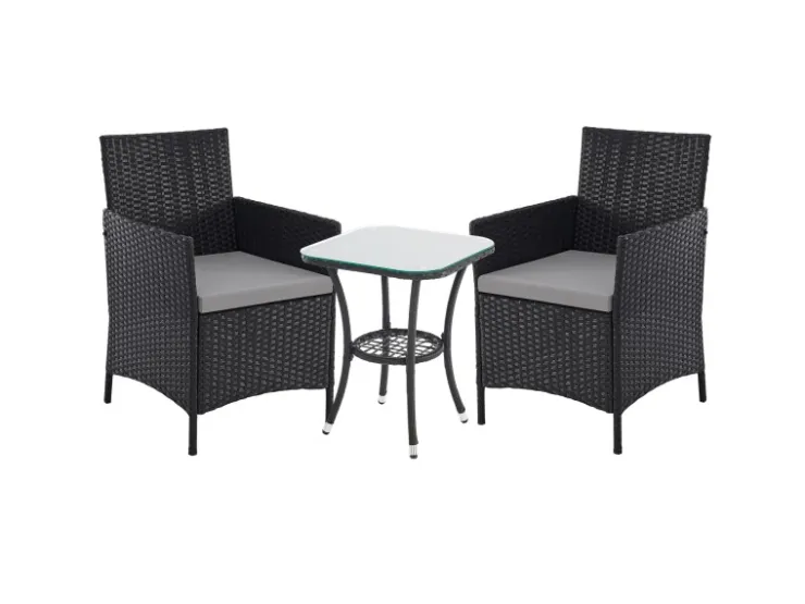 SVITA Brooklyn Bistro Gartenmöbelset 3-tlg. Rattan Outdoor Gartenlounge