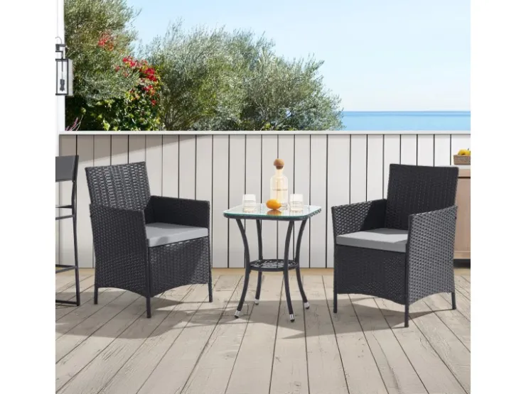 SVITA Brooklyn Bistro Gartenmöbelset 3-tlg. Rattan Outdoor Gartenlounge
