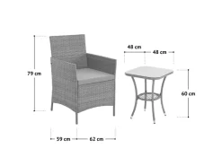 SVITA Brooklyn Bistro Gartenmöbelset 3-tlg. Rattan Outdoor Gartenlounge